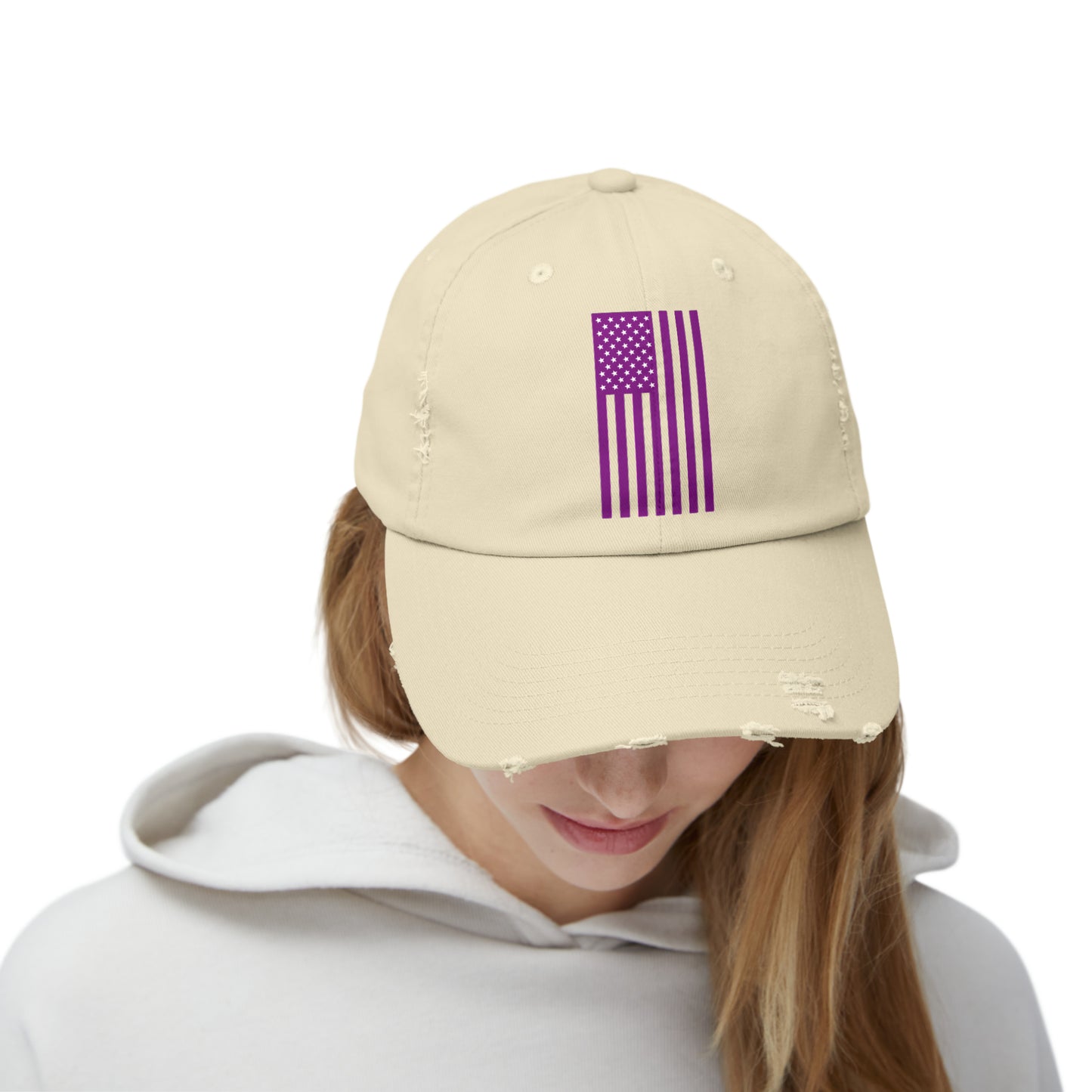 Purple States of America Unisex Distressed Cap